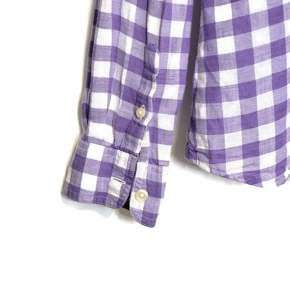 Banana Republic Linen Cotton Gingham Checked Soft Wash Button Down Shirt Size XS - Picture 13 of 16